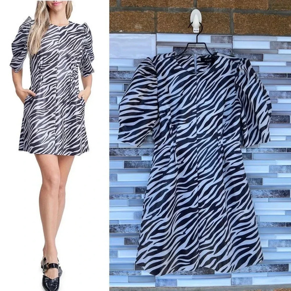 En Saison Zebra Print Mini Dress small - Picture 1 of 17